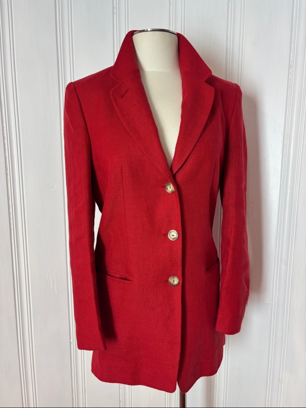 Vintage STEILMANN Germany Red 100% Linen Blazer | size M (estimated)